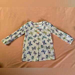 carter’s toddler girl light weight long-sleeve top with butterfly design 2T